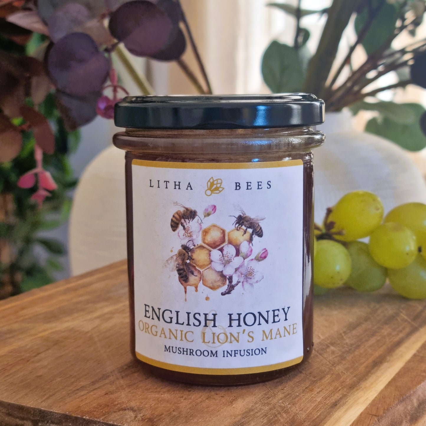 English Honey Infused with Organic Lion's Mane Mushroom, 250g