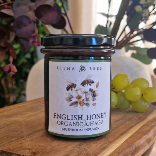 English Honey Infused with Organic Chaga Mushroom, 250g