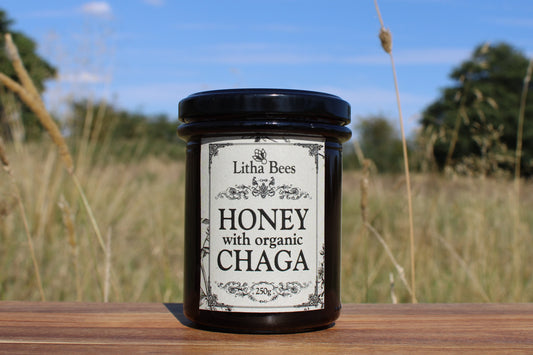 British Honey Infused with Organic Chaga Mushroom, 250g